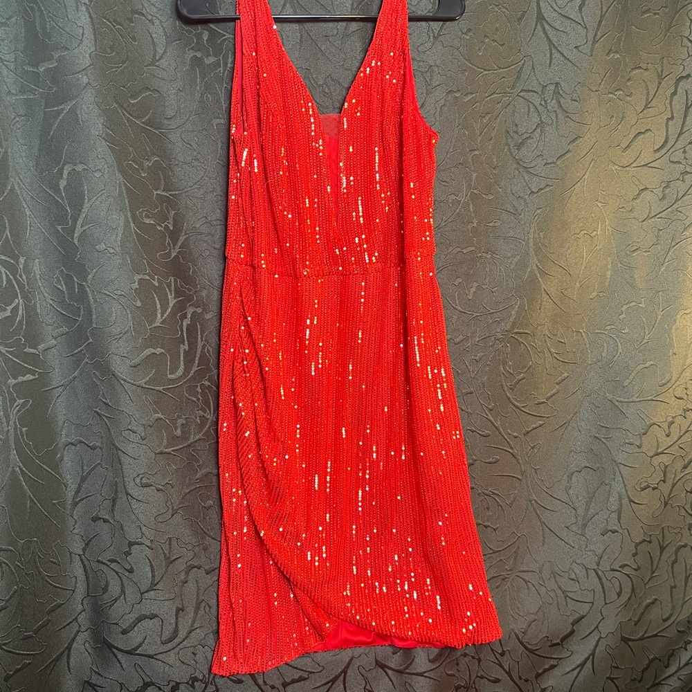 Elegant Red Sequin Dress